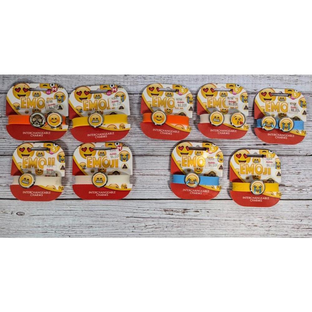 RoXo Emoji Rubber Wristbands W/ Interchangeable Charms Party Bundle X9!